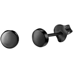 Zilveren oorbellen blackplated rond 5mm