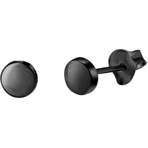 Zilveren oorbellen blackplated rond 5mm