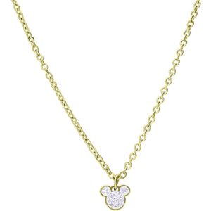 Stalen goldplated ketting Micky Mouse met wit kristal