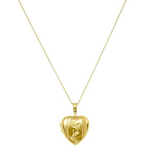 9 Karaat ketting hart medaillon met vlinders