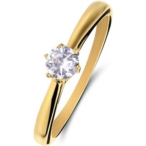 Stalen goldplated ring met zirkonia voor dames