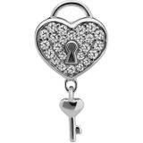 Zilveren bedel hart en sleutel