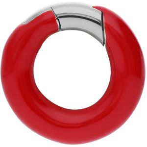 Stalen bedel sluiting rond rood emaille