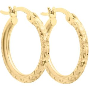 Lucardi Dames Oorbellen bewerkt 13mm - Oorbellen - Cadeau - 9 Karaat - Geelgoud