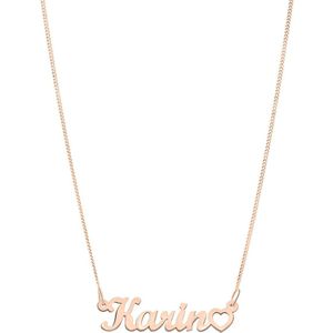 Zilveren roseplated naamketting met hart