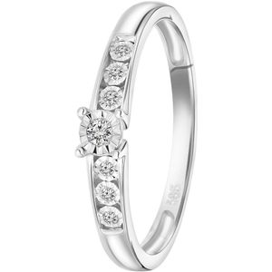 14 Karaat witgouden ring met 7 diamanten 0,05ct