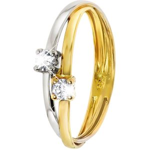 14 karaat bicolor gouden ring met zirkonia