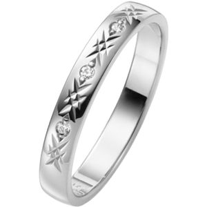 14K witgouden trouwring diamant Acacia Dames H96W