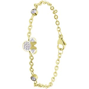 Stalen goldplated armband Minnie Mouse met wit kristal