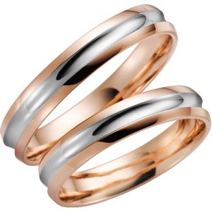14 K bicolour trouwring rose/wit Poppy Dames H38R