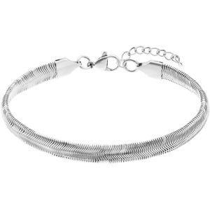 Stalen armband met platteschakel