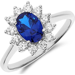 Zilveren ring met blauwe zirkonia