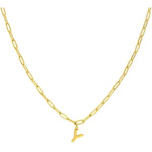Stalen goldplated ketting closed forever letter Y