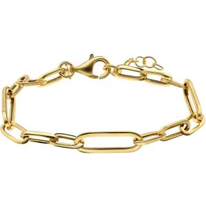 Zilveren goldplated paperclip armband