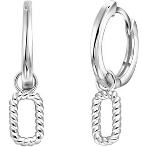 Zilveren oorringen met hanger twisted voor dames