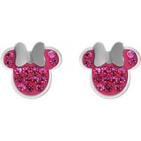 Stalen oorknoppen Minnie Mouse met roze kristal