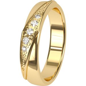 14K geelgouden trouwring diamant 4mm Cyclaam