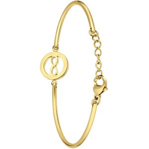 Stalen goldplated armband met open infinity