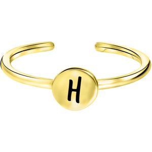 Zilveren ring goldplated disc alfabet