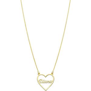 Elora gerecycled zilver zilveren goldplated naamketting in hart voor dames