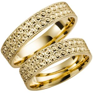 14 Karaat geelgouden trouwring Klaproos Heren H90
