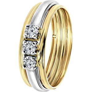 9 Karaat bicolor ring met zirkonia