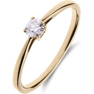 14 karaat geelgouden ring lab grown diamant 0,20ct
