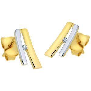 14 karaat gouden bicolor oorbellen zirkonia