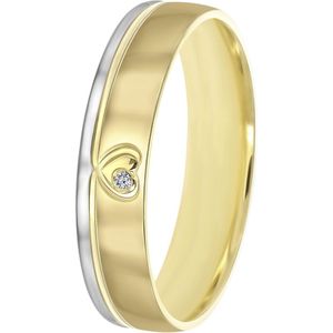 14K bicolor gouden dames trouwring 4mm Rosa TW 455