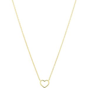 Zilveren goldplated ketting met hanger open hart