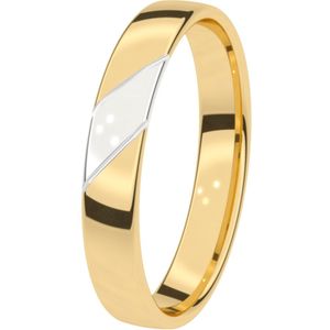 9K bicolor trouwring Heren 4mm Jasmijn