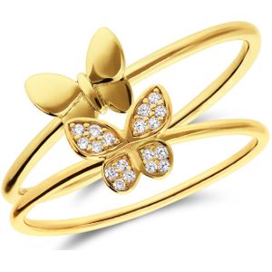 Zilveren goldplated ringen set vlinder zirkonia