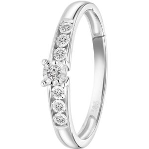 14 Karaat witgouden ring met 7 diamanten 0,05ct