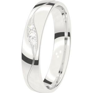 9K witte trouwring met diamant 4mm Mimosa