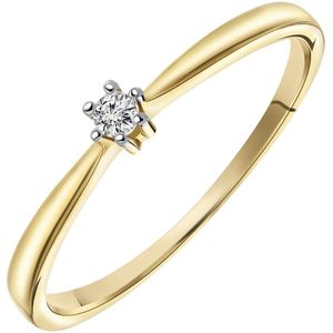 14K geelgouden solitair ring met diamant (0,04ct.)