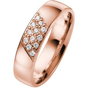 14K rosegouden trouwring diamant Pioenroos H75R