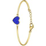 Stalen goldplated armband hart kristal sapphire