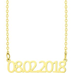 Stalen ketting goldplated datum voor dames