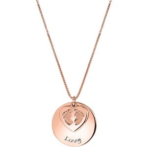 Zilveren ketting rose babyvoetjes gravering