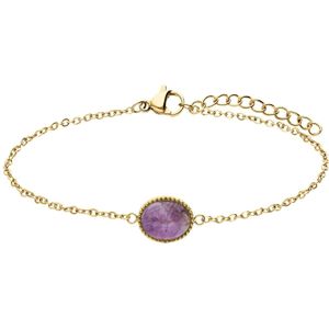 Stalen goldplated armband met amethyst