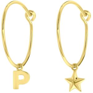 Zilveren goldplated oorbellen letter/stardust