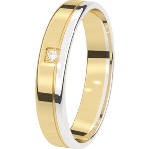 14K geel wit gouden trouwring diamant 4mm Sering