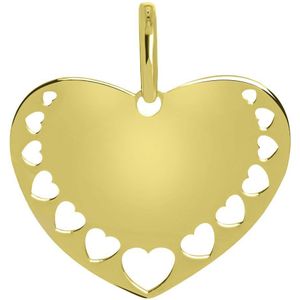 9 karaat hanger hart met opengewerkte hartjes