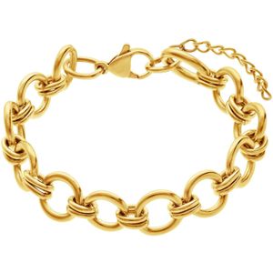 Stalen goldplated armband glad breed