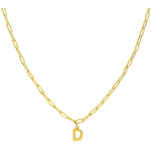 Stalen goldplated ketting closed forever letter D