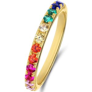 Zilveren goldplated ring zirkonia multi