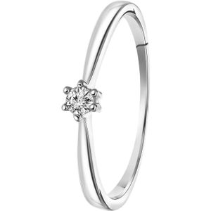 14K Witgouden solitair ring met diamant (0,08ct.)