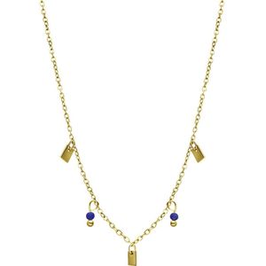 Stalen goldplated ketting met lapis lazuli