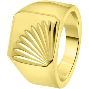 Gerecycled stalen goldplated zegelring met bewerking