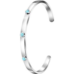 Gerecycled stalen armband bangle met turquoise kristal